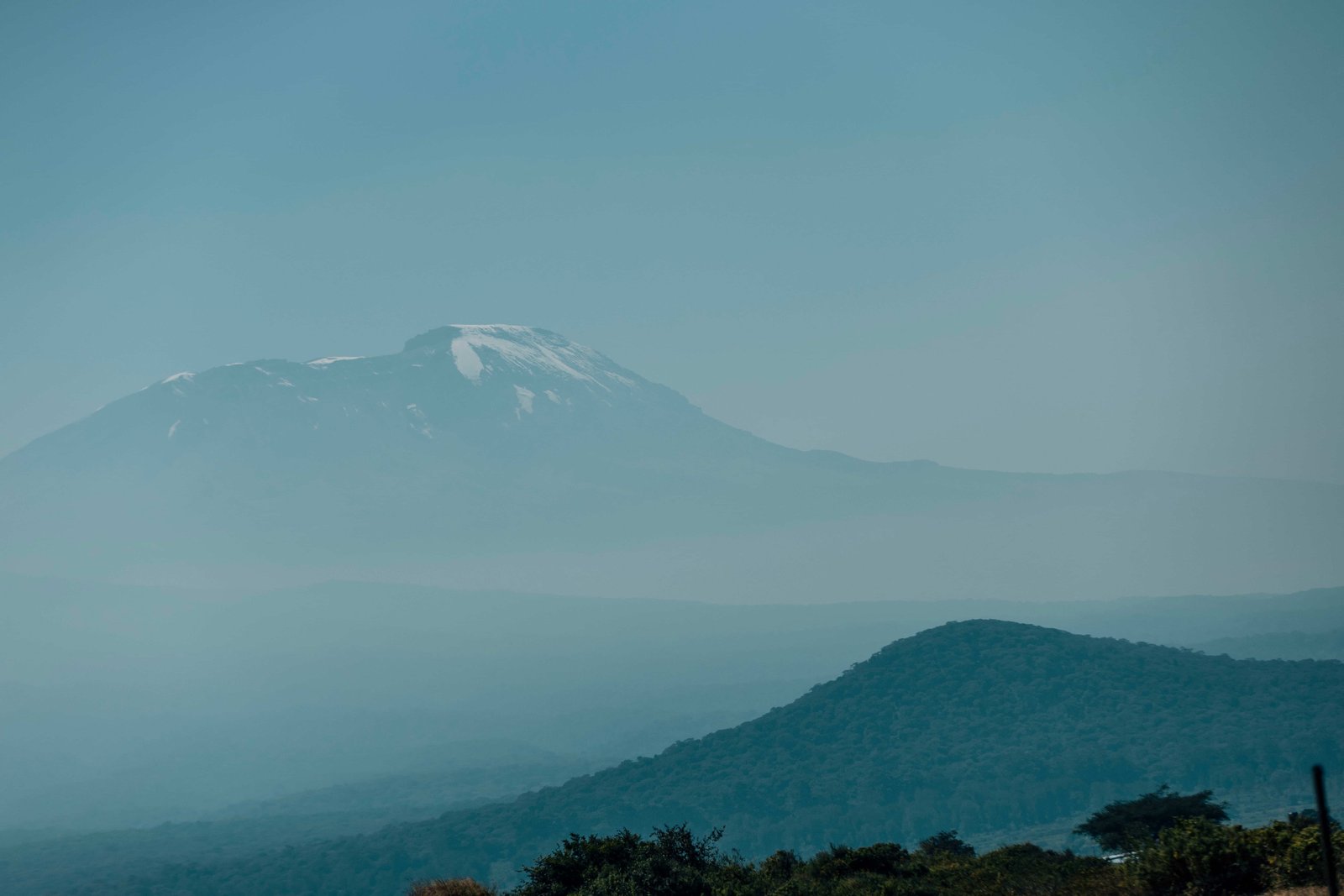 Mount Meru volcano in Tanzania rising above the landscape near Arusha